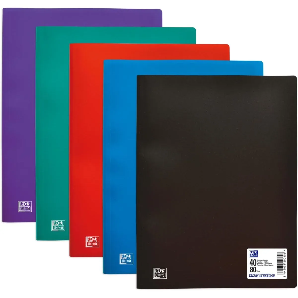 Initial showalbum, ft A4, uit stevige PP, 40 tassen, geassorteerde kleuren by Oxford – product photo