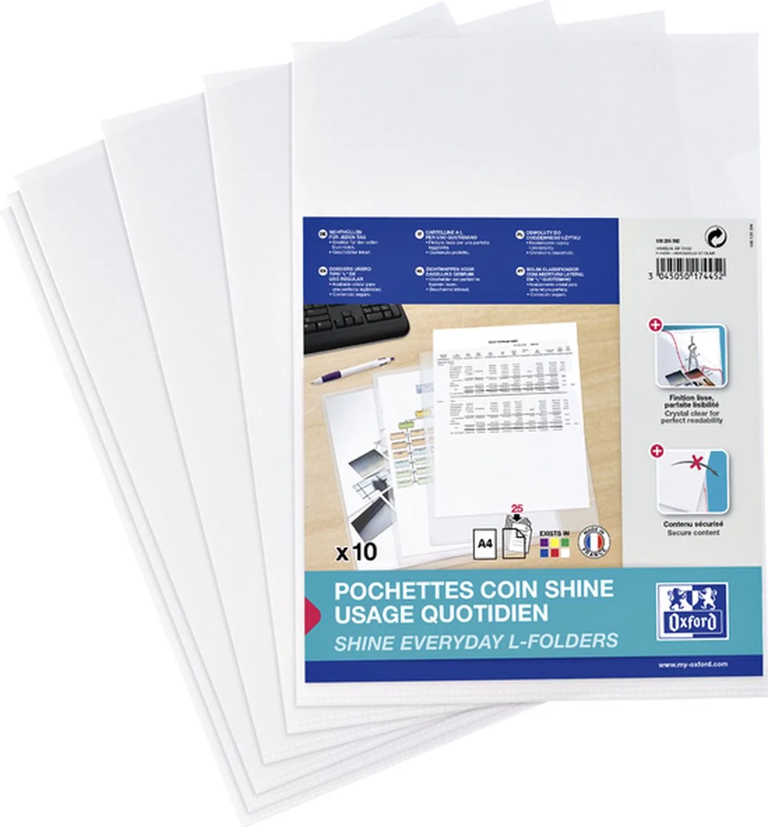 L-map Oxford Shine A4 PP 120µ glashelder pak 10 von Oxford – Produktfoto