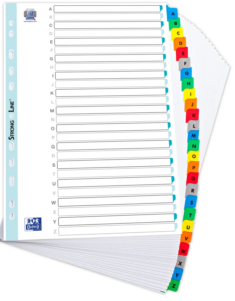 Mylarkarton-Register, A-Z, ohne , ST, /, SCH, , 26-teilig van Oxford – productfoto
