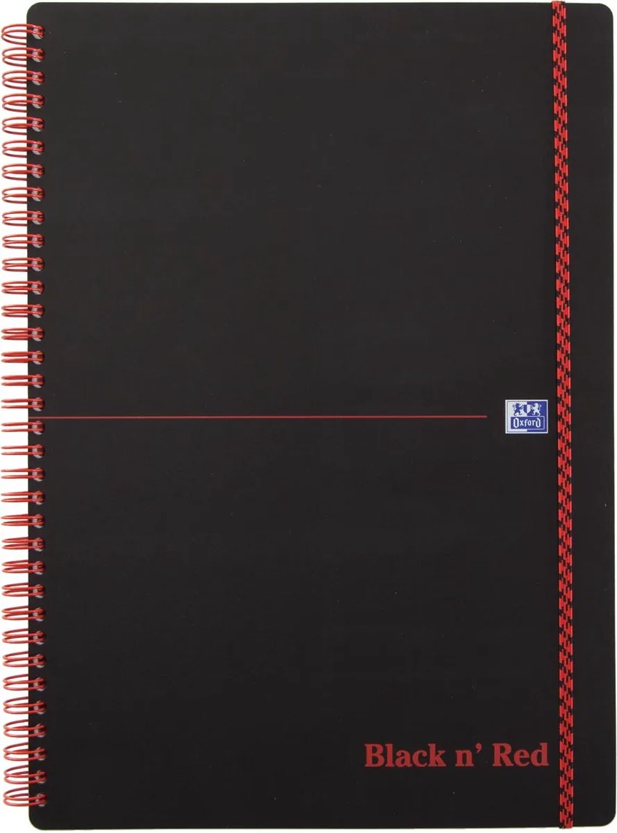 Notitieboek oxford black n' red a4 pp ruit - 5 stuks van Oxford in Zwart – productfoto