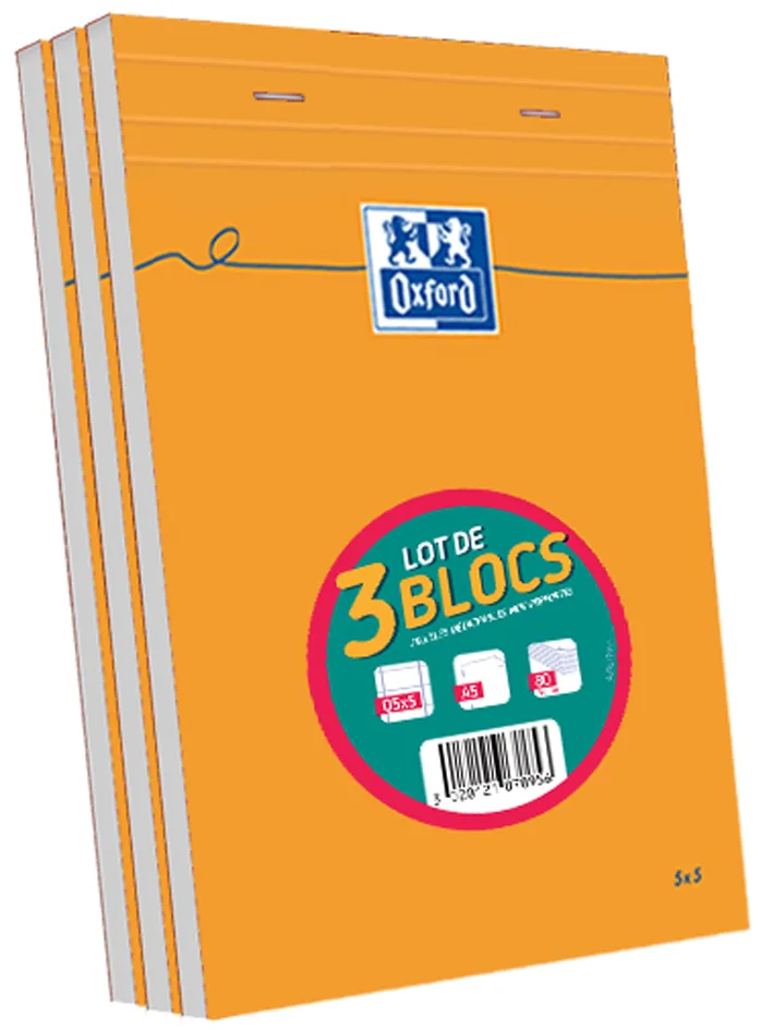 Notizblock, DIN A5, kariert, 80 Blatt, 3er Set by Oxford – product photo