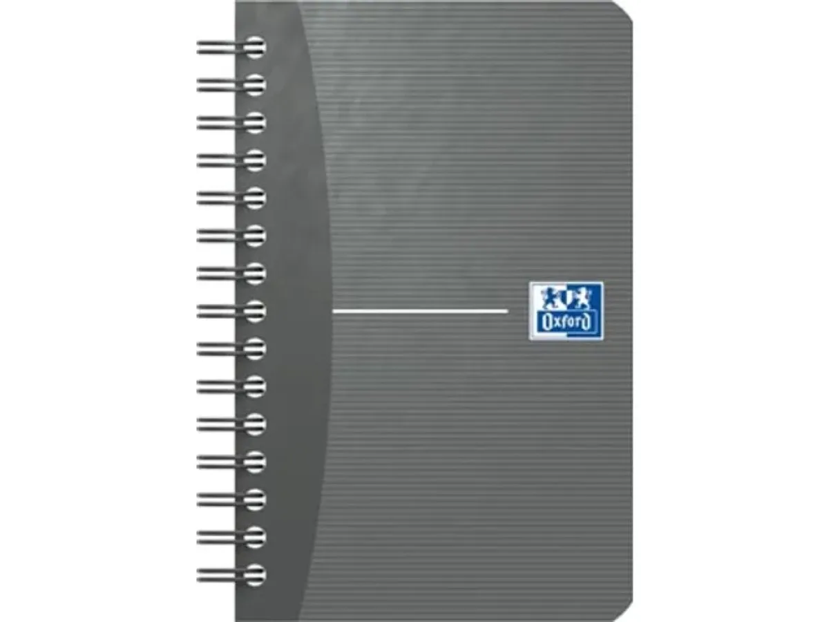 OFFICE Essentials - Spiraalblok - 180 bladzijden - 90 pagina - formaat 9 x 14 cm - geruit 5x5mm van Oxford in Grijs – productfoto