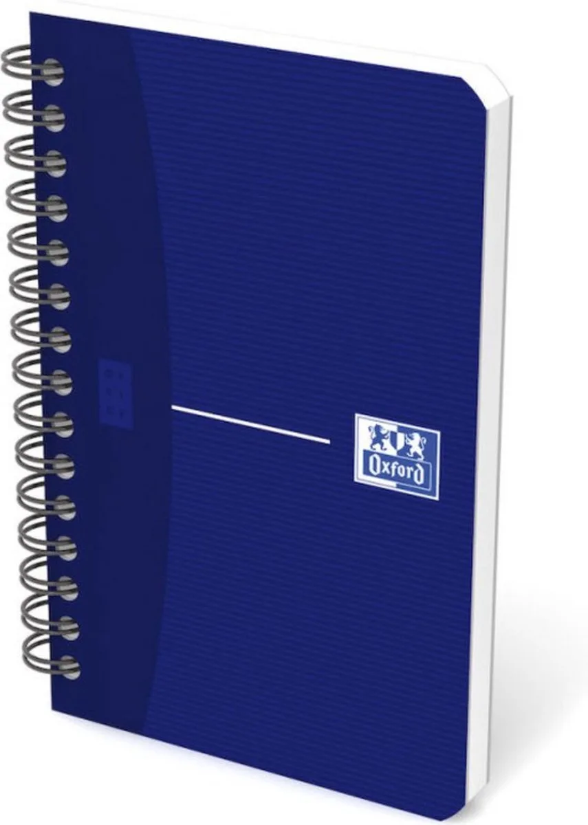 OFFICE Essentials - Spiraalblok - 180 bladzijden - 90 pagina - formaat 9 x 14 cm - geruit 5x5mm van Oxford in Blauw – productfoto