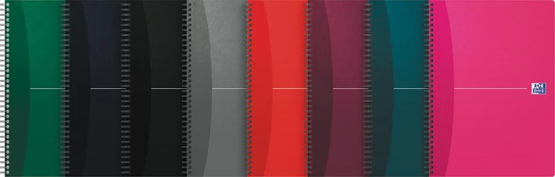 Office Essentials spiraalschrift, 180 bladzijden, ft A4, geruit 5 mm, geassorteerde kleuren by Oxford – product photo