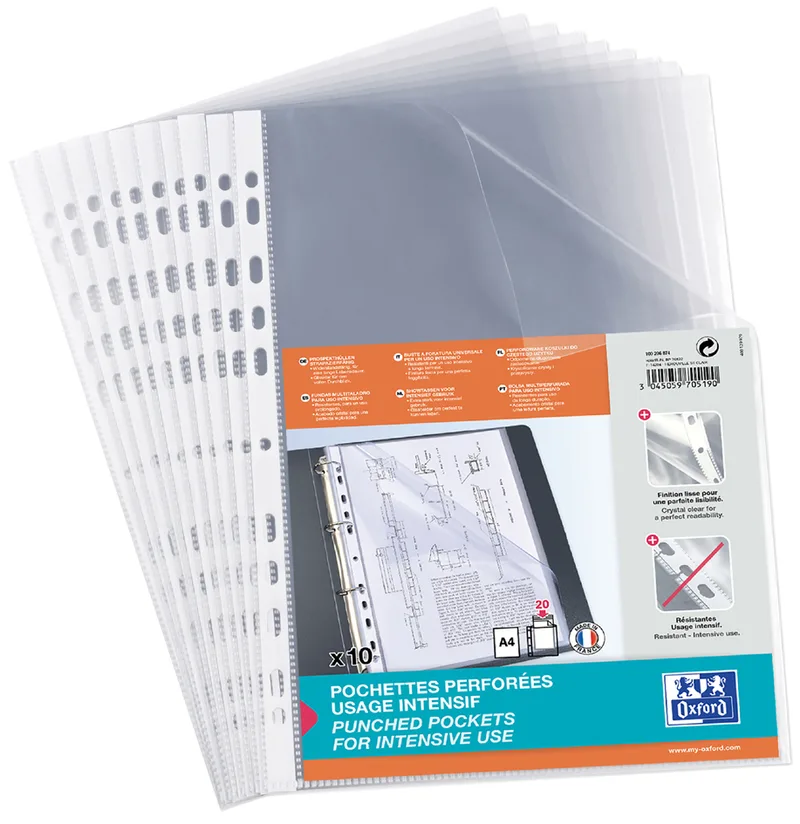 Prospekthülle, DIN A4, PP, 0,06 mm, blendfrei genarbt by Oxford – product photo