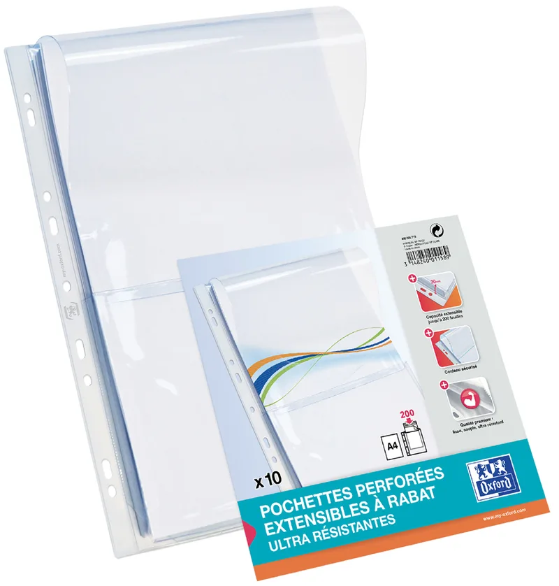 Prospekthülle mit Dehnfalten, DIN A4, PVC, 0,3 mm de Oxford – photo produit
