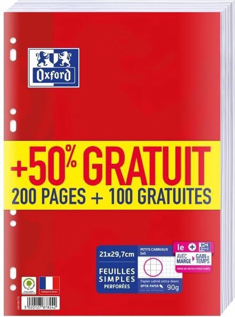 ringband, A4, geruit de Oxford en Rouge – photo produit