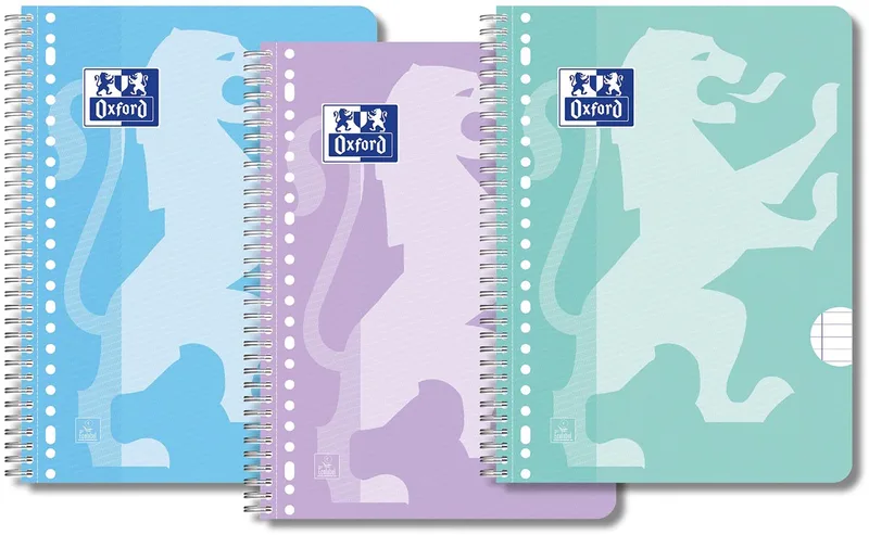 SCHOOL collegeblok, ft A4+, 160 bladzijden, gelijnd, pak van 3 stuks, assorti van Oxford – productfoto