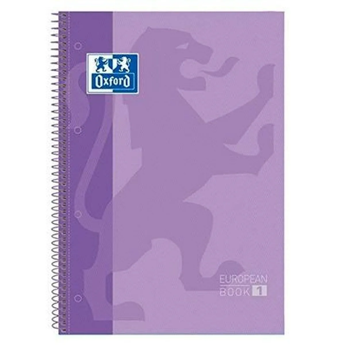 School Europeanbook - notitieboek - gekleurde rand - A4+ - ruit 5mm - 80 vel - 4 gaats - hardcover van Oxford in Pastel paars – productfoto