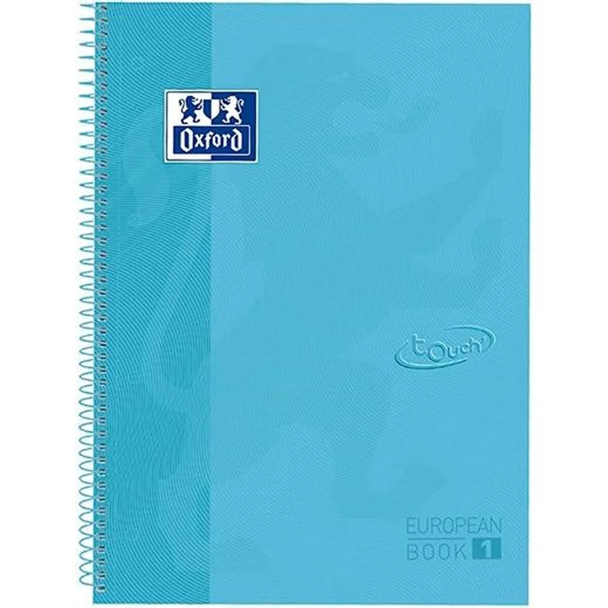 School Europeanbook - notitieboek - gekleurde rand - A4+ - ruit 5mm - 80 vel - 4 gaats - hardcover van Oxford in Pastel blauw – productfoto