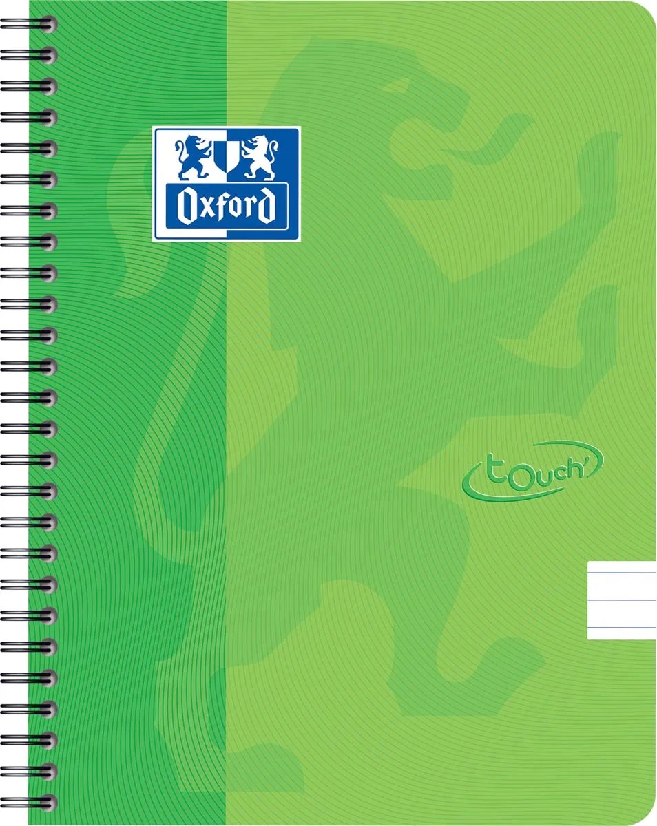 School Touch spiraalblok, ft A5, 140 bladzijden, gelijnd, groen (lime) 5 stuks de Oxford en Karton – photo produit