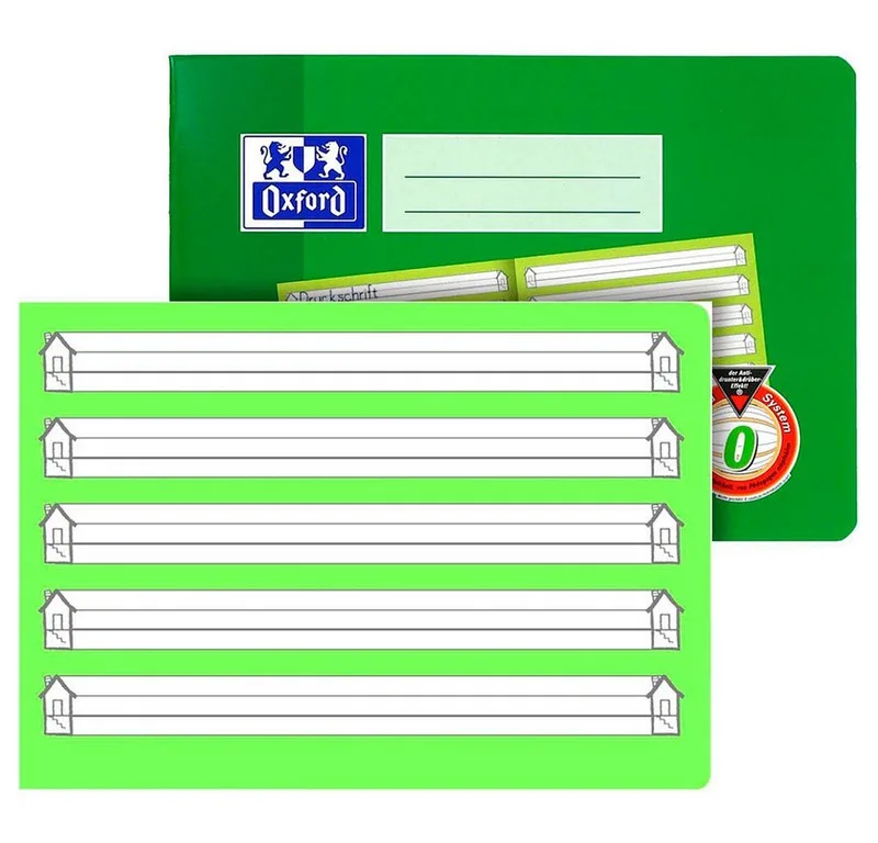 Schulheft 1 Schreibheft A5 quer liniert 16 Blatt Lineatur 0, DIN A5 quer, Lineatur 0 by Oxford in Green – product photo