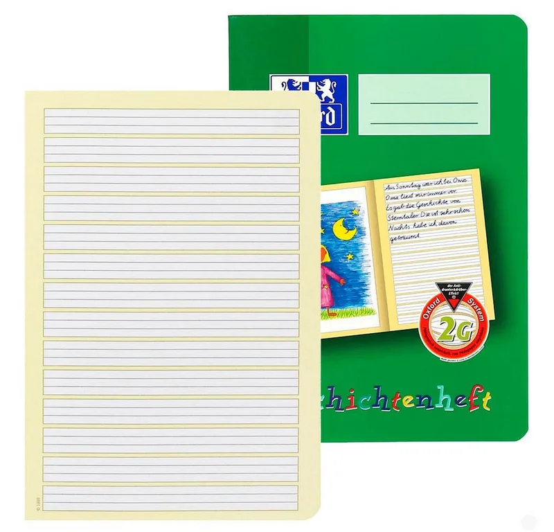 Schulheft 1 Schreibheft OPTIK PAPER® Lin. 2G mit 16 Blatt geheftet A5 grün de Oxford – photo produit