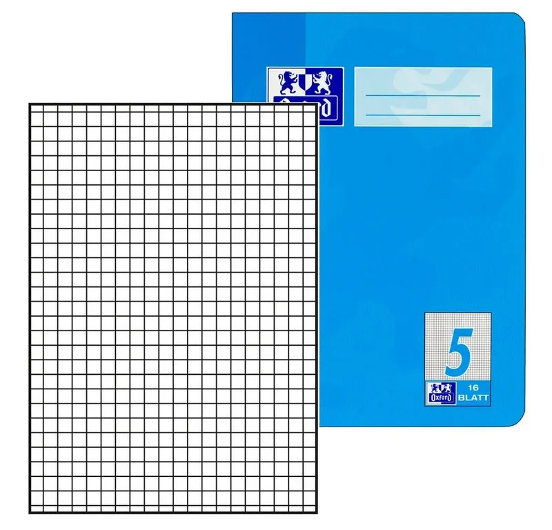 Schulheft 1 Schulheft Lin. 5 (kariert 5mm) 16 Blatt ohne Rand A5 blau de Oxford – photo produit