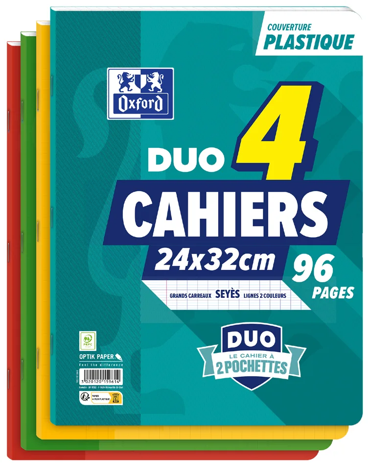 Schulheft DUO, 240 x 320 mm, seyès, 4er Pack by Oxford – product photo