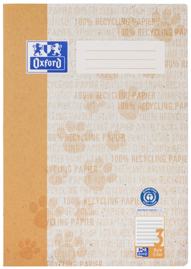 Schulheft , Recycling, , DIN A4, 16 Blatt, Lineatur 3 van Oxford – productfoto