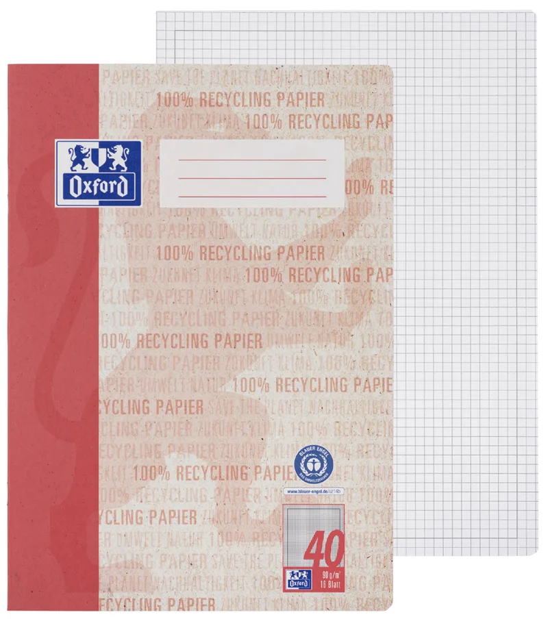 Schulheft , Recycling, , DIN A4, 16 Blatt, Lineatur 40 van Oxford – productfoto