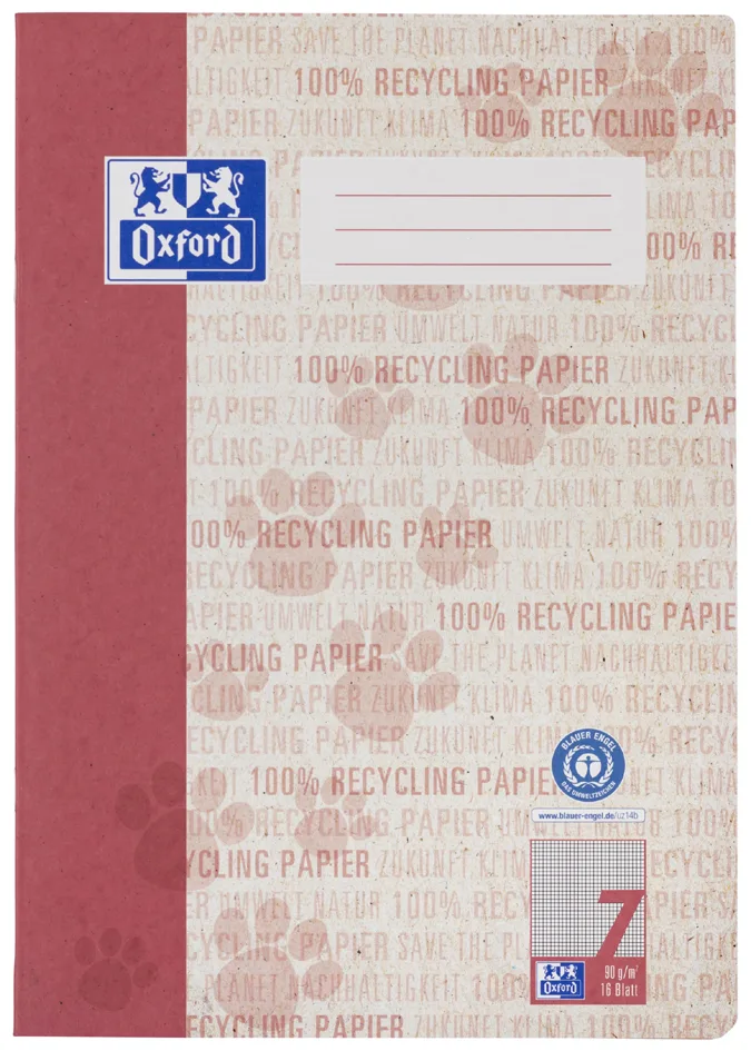 Schulheft , Recycling, , DIN A4, 16 Blatt, Lineatur 7 von Oxford – Produktfoto