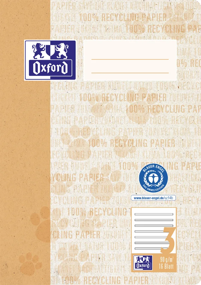 Schulheft , Recycling, , DIN A5, 16 Blatt, Lineatur 3 van Oxford – productfoto