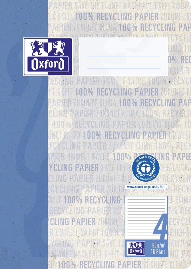 Schulheft , Recycling, , DIN A5, 16 Blatt, Lineatur 4 fra Oxford – produktbillede
