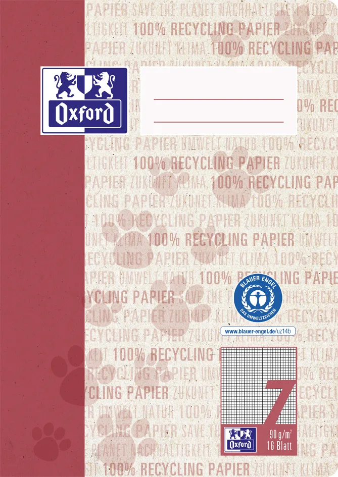 Schulheft , Recycling, , DIN A5, 16 Blatt, Lineatur 7 van Oxford – productfoto