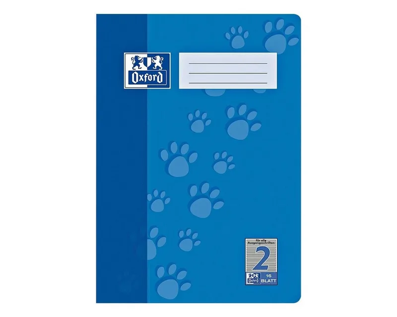 Schulheft Schule, A4, Sonderlineatur (Lineatur 2), mit Optik-Papier, ungelocht, 16 Blatt de Oxford en Bleu, Blanc – photo produit