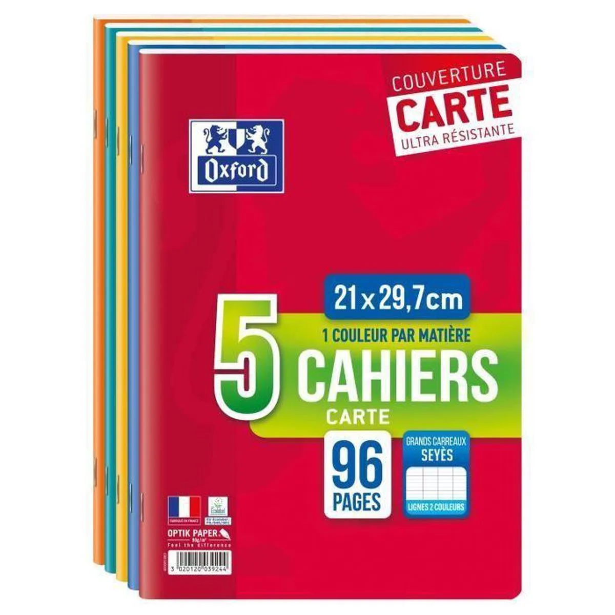 Set van 5 geniete notitieboekjes 96 pagina's seyes 21 x 29,7 cm - 90 g by Oxford in Blue – product photo