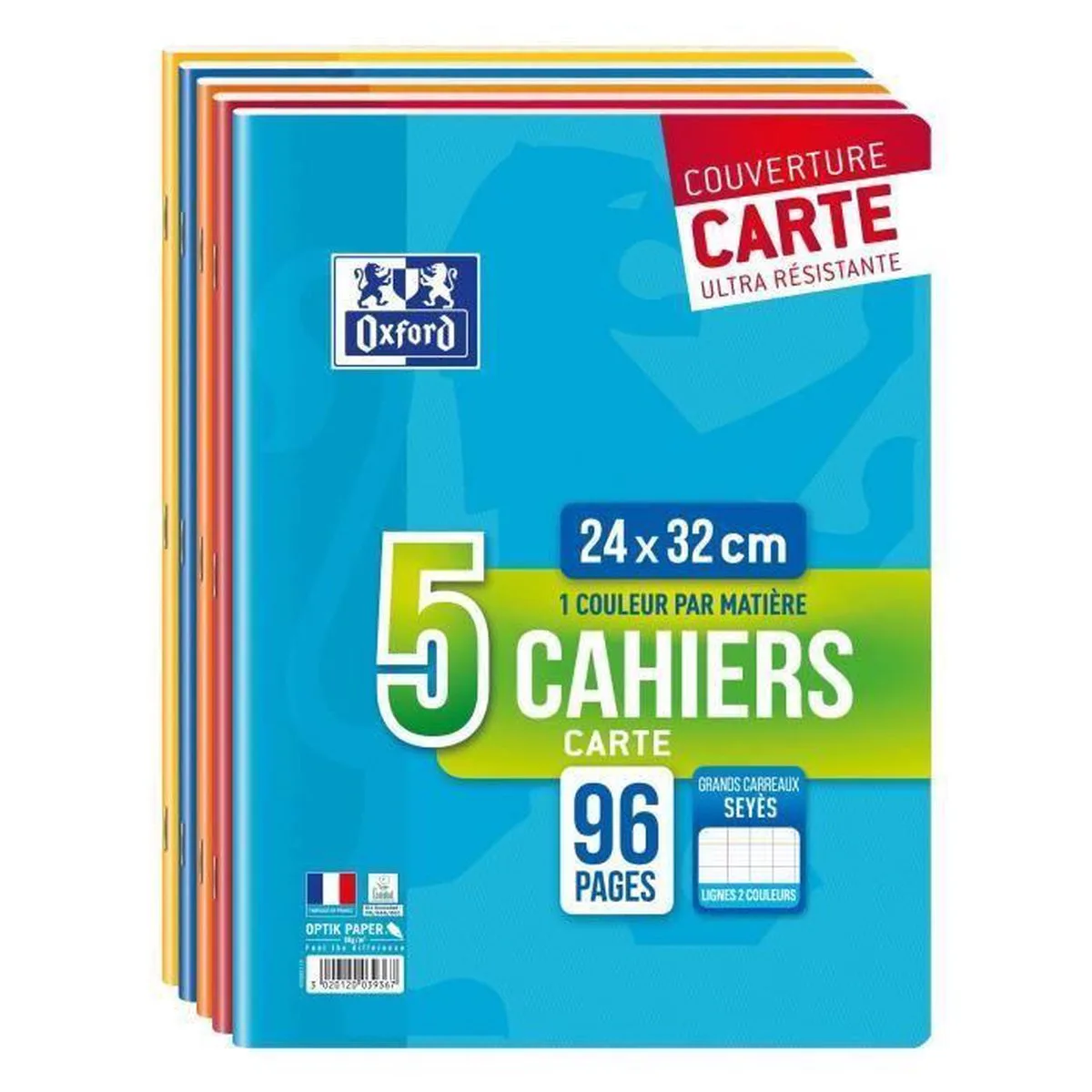 Set van 5 geniete notitieboekjes 96 pagina's seyes 24 x 32 cm - 90 g de Oxford en Bleu – photo produit