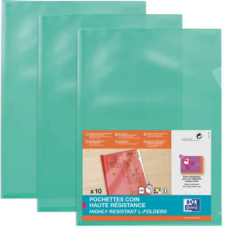 Sichthüllen, transparent, DIN A4, aus PVC, grün de Oxford – photo produit