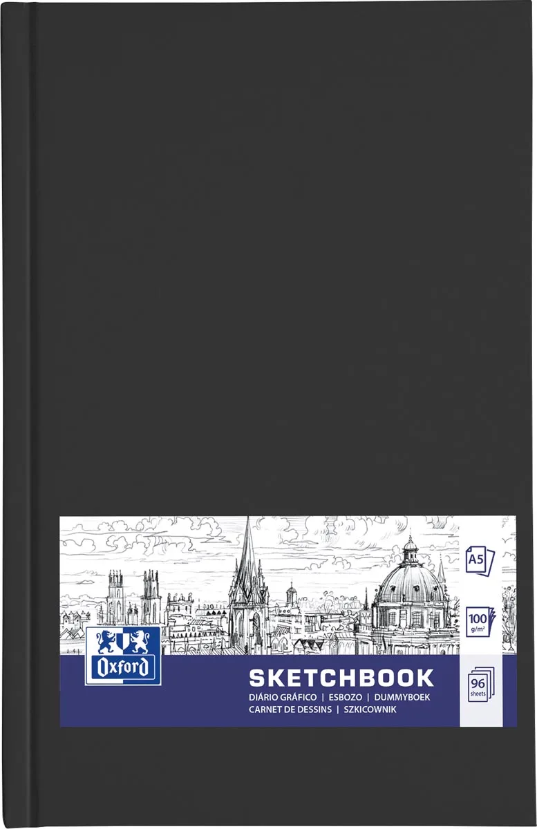 "Sketchbook" dummyboek, 96 vel, 100 g/m², ft A5, zwart by Oxford – product photo