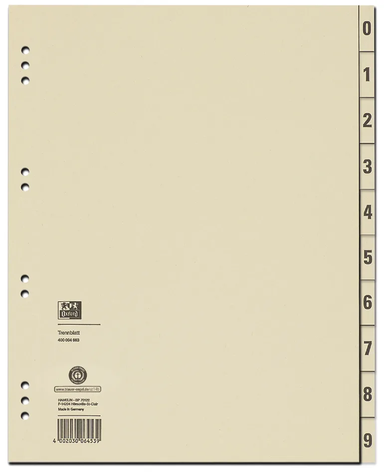 Trennblätter, 2-seitig bedruckt, chamois, 240x300 mm by Oxford – product photo