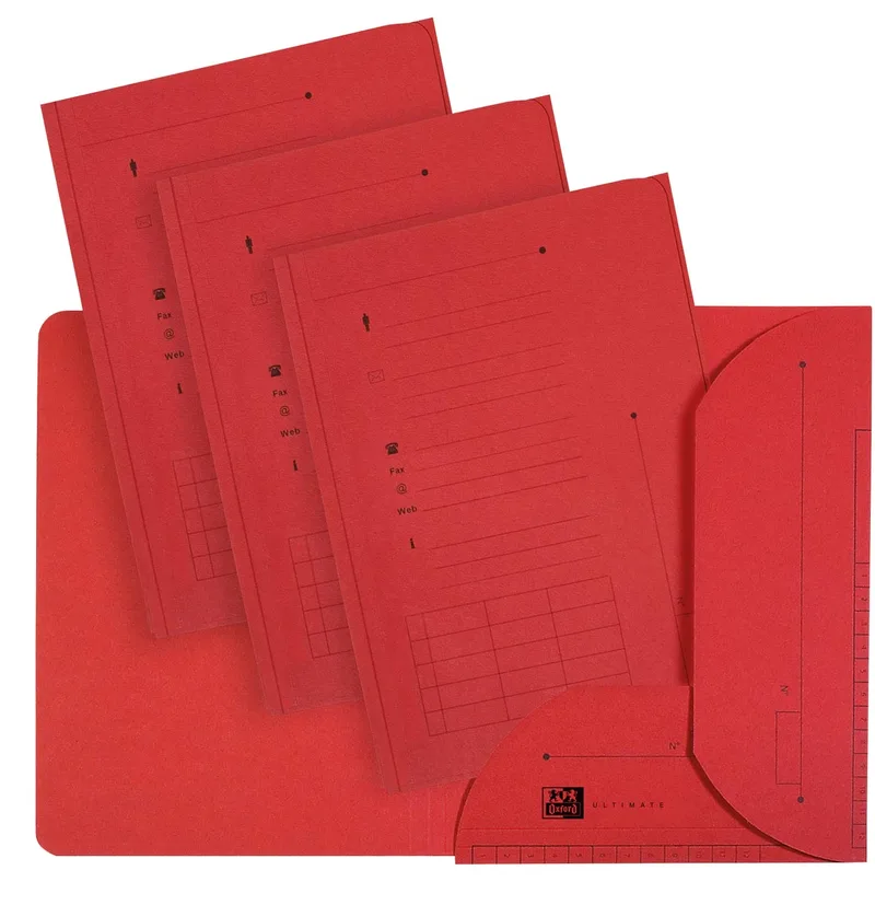 Ultimate dossiermap, formaat A4, uit karton, met 2 kleppen, pak van 25 stuks, rood by Oxford – product photo