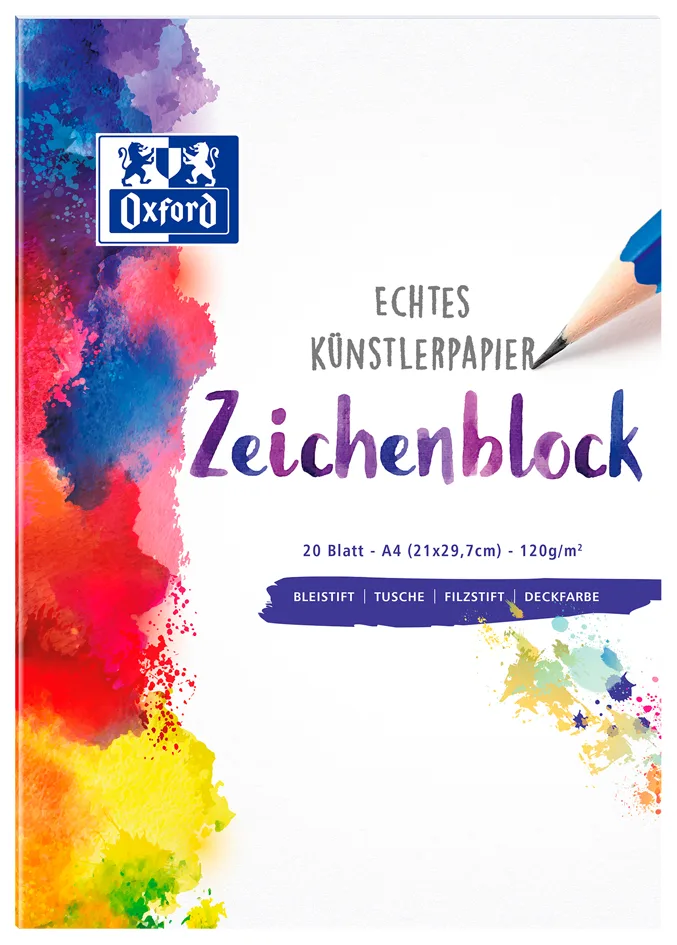 Zeichenblock, DIN A4, blanko, 120 g/qm van Oxford – productfoto