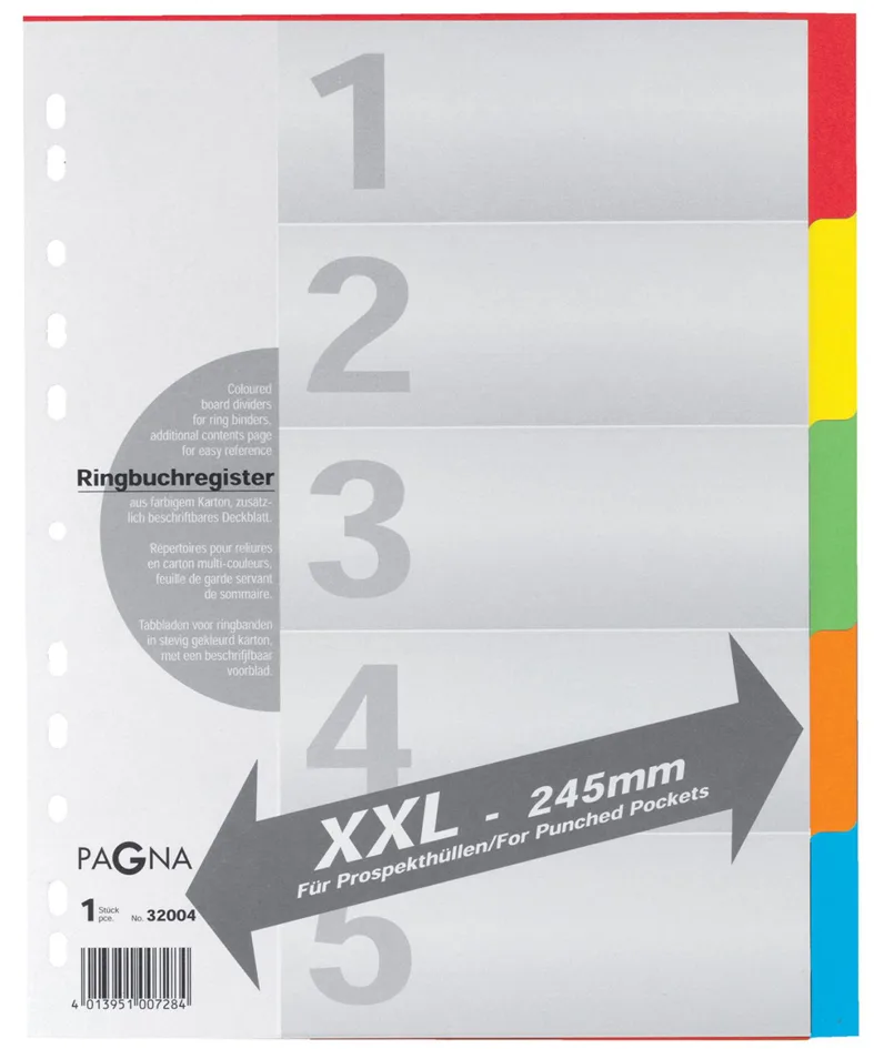 Karton-Register, DIN A4, 5-teilig, überbreit by Pagna – product photo