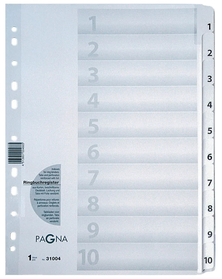 Karton-Register Zahlen 1 - 10, DIN A4, 10-teilig by Pagna – product photo