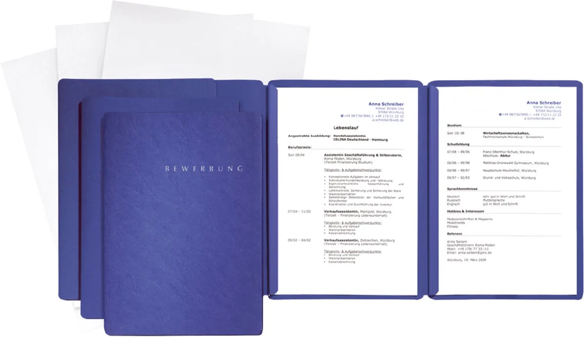 Sollicitatiemap 22028-02 Din A4 3 Stuks van Pagna in Blauw – productfoto