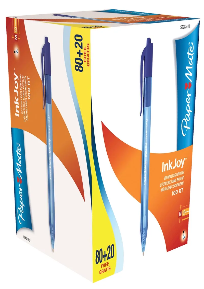 balpen InkJoy 100 RT, blauw, doos 80 + 20 gratis von Paper Mate – Produktfoto