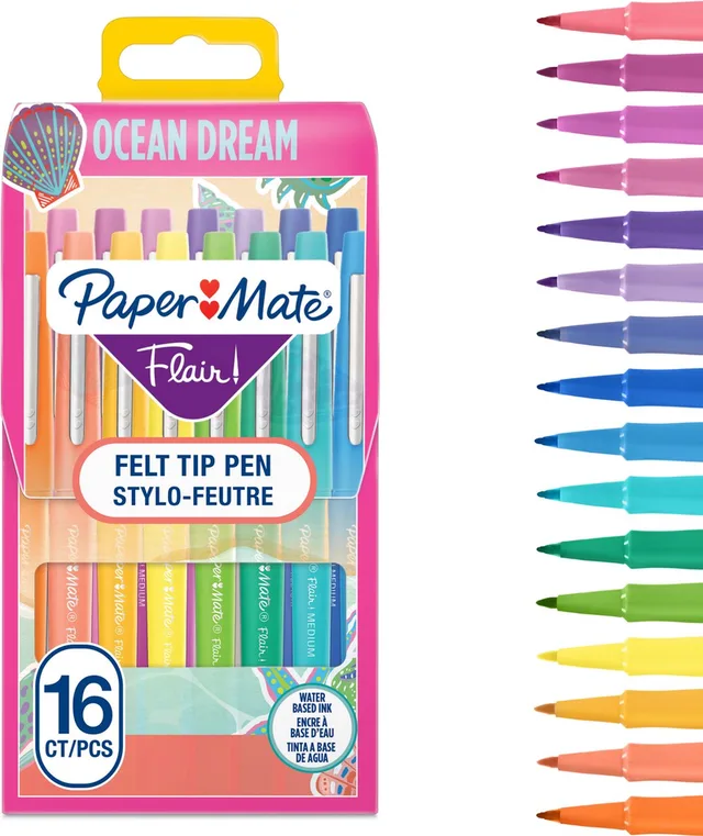 Flair Viltstiften | Markers met een gemiddelde punt (0,7 mm) | Kleurstiften | Voor Kinderen & Volwassenen Kleuren, Noteren & Meer | 16 Tellen