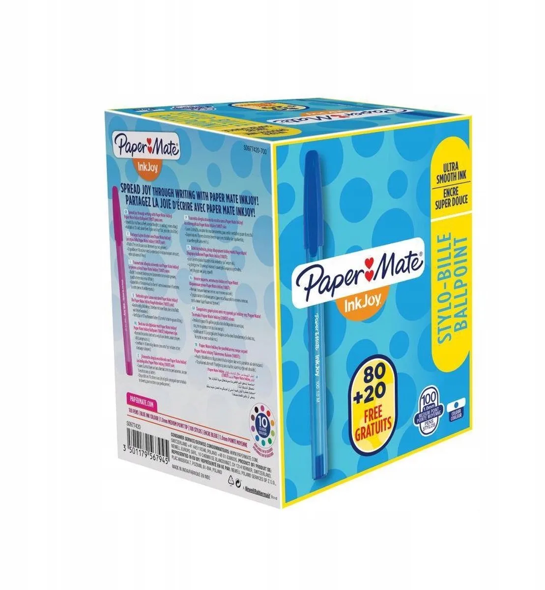 Ink Joy Blauwe Pen - Vloeiend en Intensief Schrijven från Paper Mate i Blå – produktbild