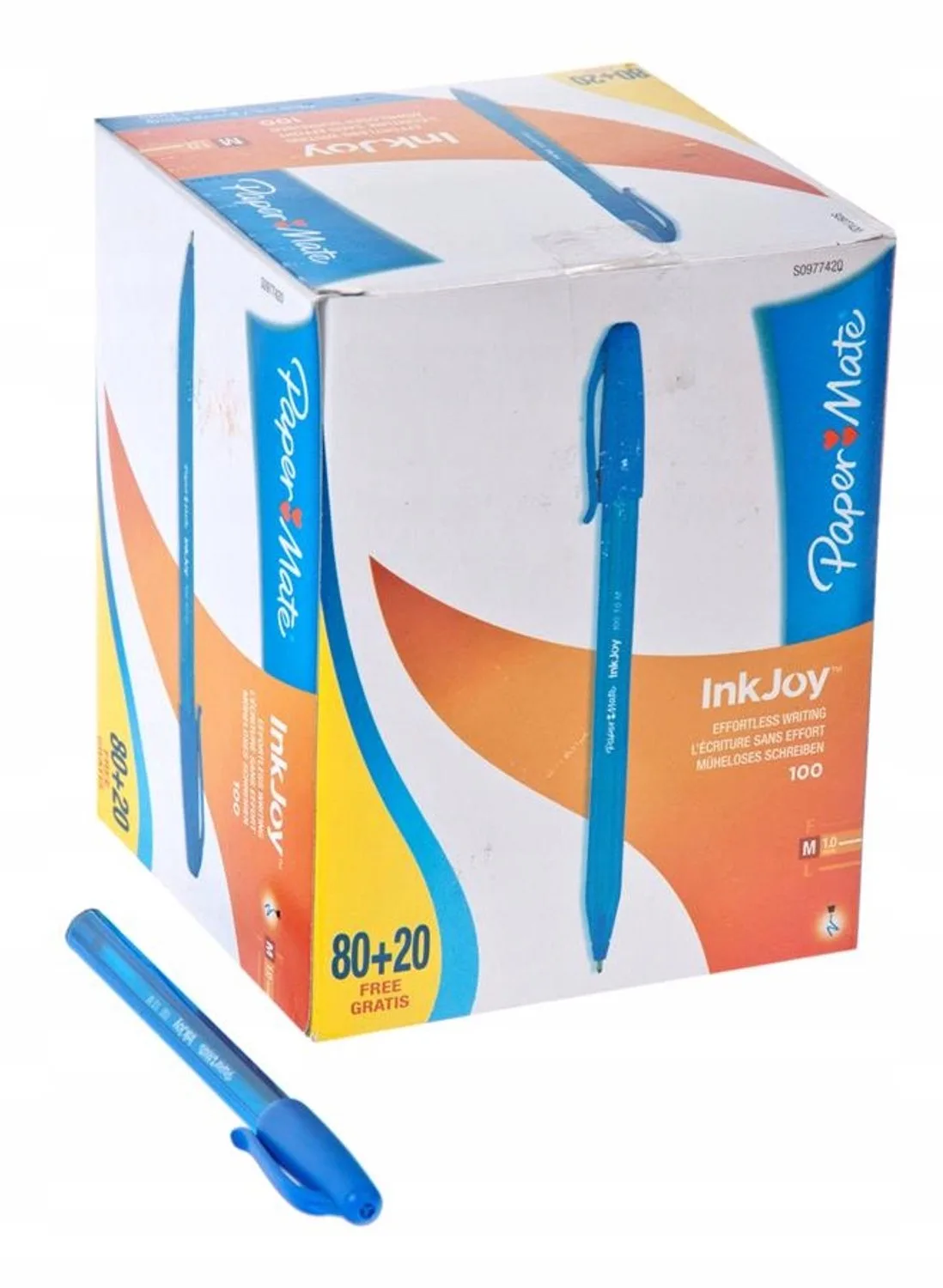 InkJoy 100 Cap Blauwe Pennen - Set van 100 de Paper Mate – photo produit