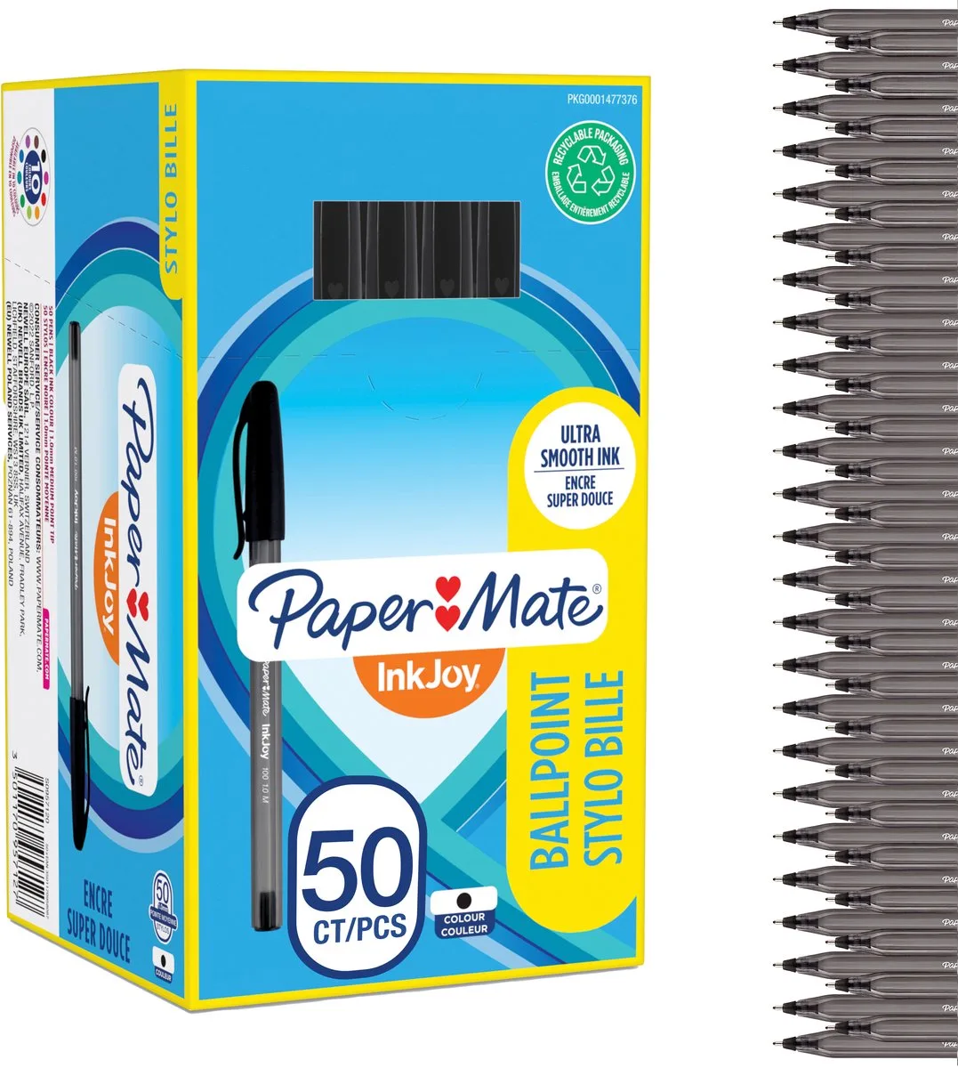 InkJoy 100ST-balpennen | Medium punt (1,0 mm) | 50 stuks by Paper Mate in Black – product photo