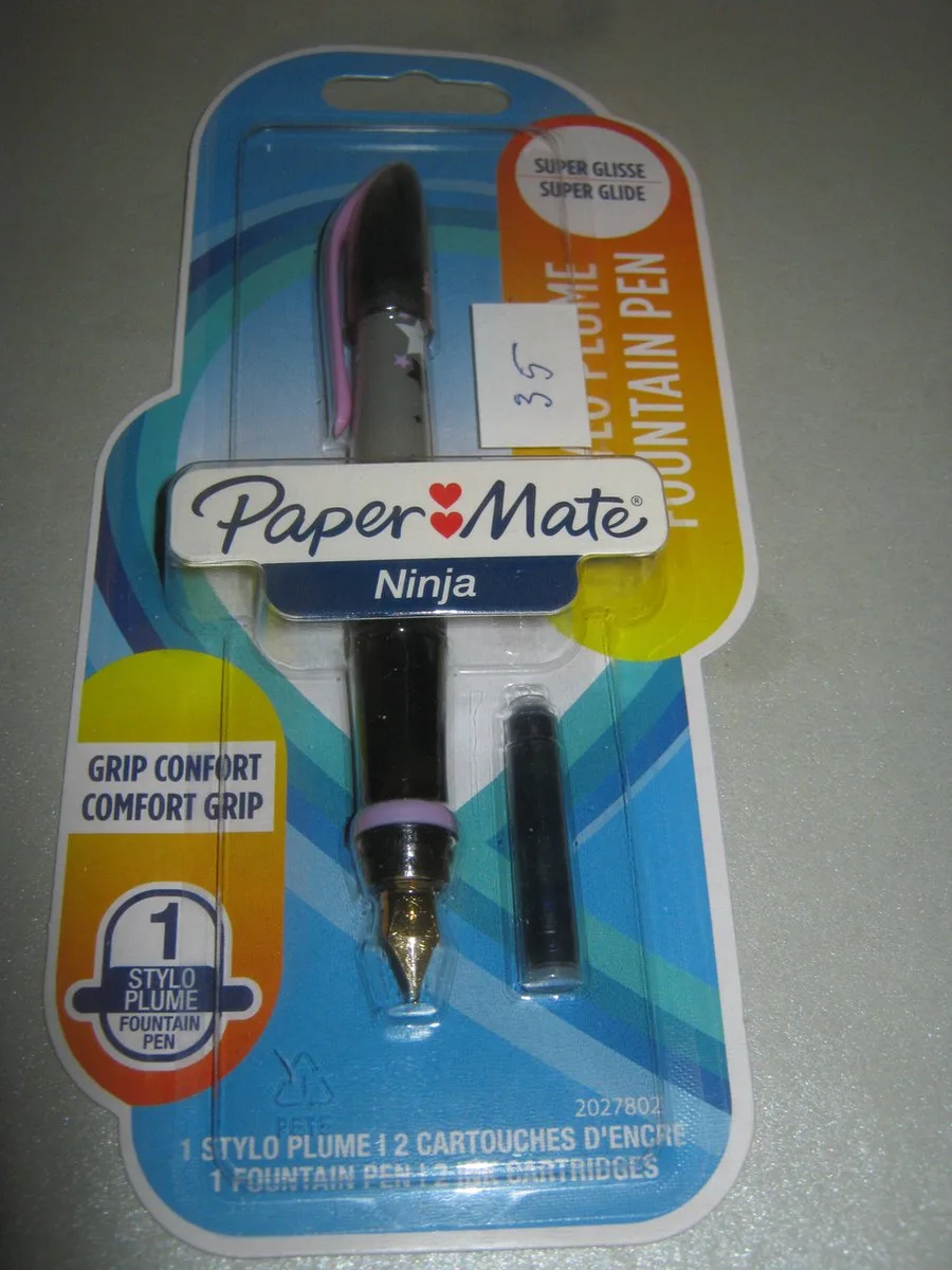 Ninja Vulpen Gripcomfort zilver-zwart / roze Clip incl patroon by Paper Mate in Zwart-zilvergrijs – product photo