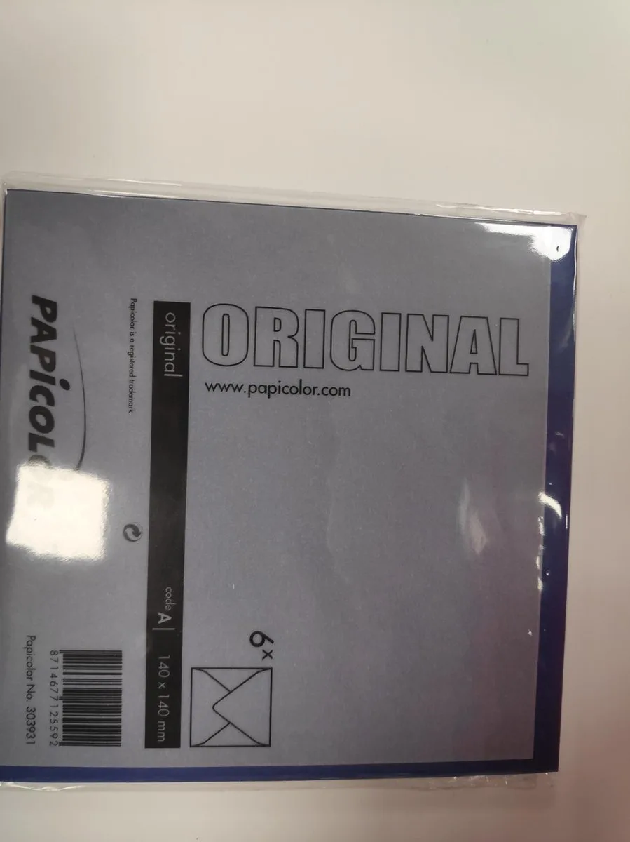 Original Envelop 6 stuks 140 x 140 mm van Papicolor in Irisblauw – productfoto