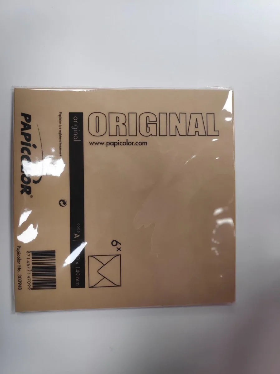 Original Envelop 6 stuks 140 x 140 mm van Papicolor in Mosterdgeel – productfoto