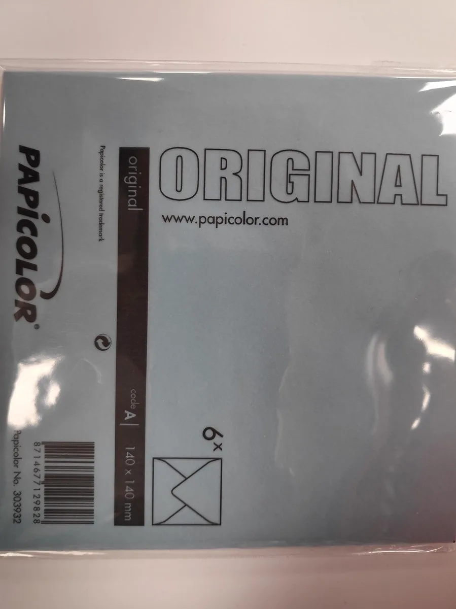 Original Envelop 6 stuks 140 x 140 mm van Papicolor in Turquoise – productfoto