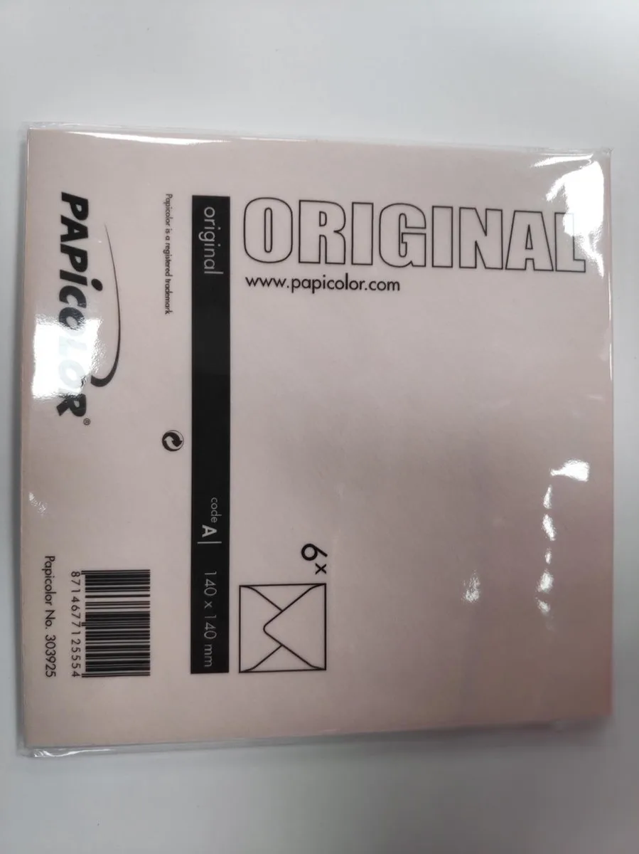 Original Envelop 6 stuks 140 x 140 mm van Papicolor in Zalmroze – productfoto