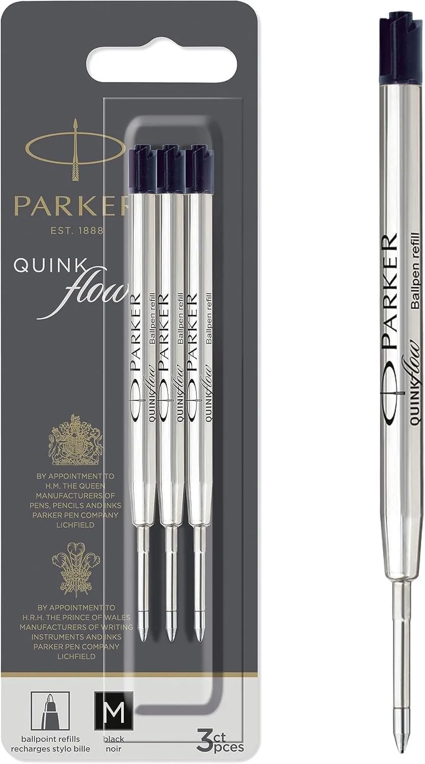 Balpen Navullingen Medium Zwart Quinkflow Inkt - 3 Stuks fra Parker i Sort – produktbillede