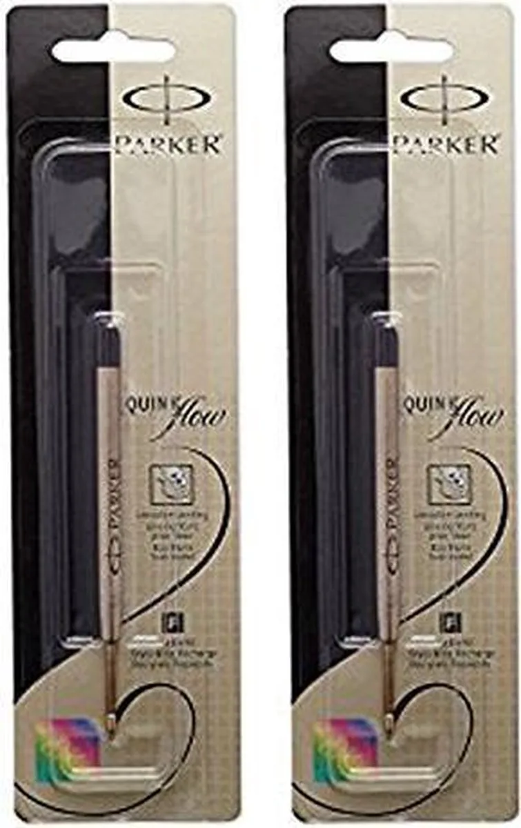 Balpenvulling Parker QuinkFlow Medium Zwart x 2. de Parker en Noir – photo produit
