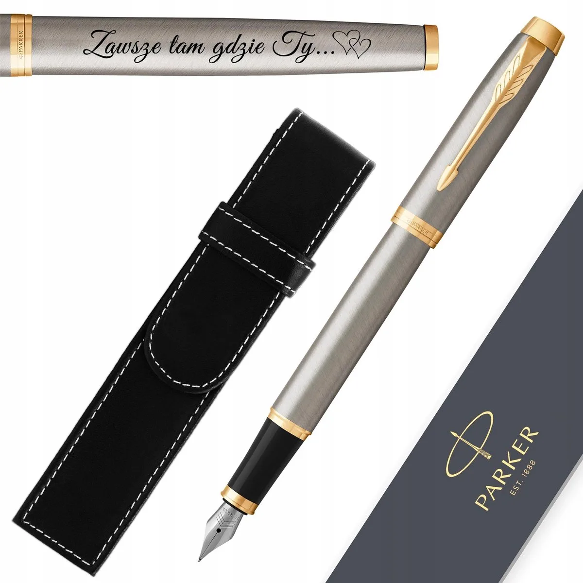 IM GT Vulpen met Gravure + Luxe Etui van Parker in Champagne – productfoto