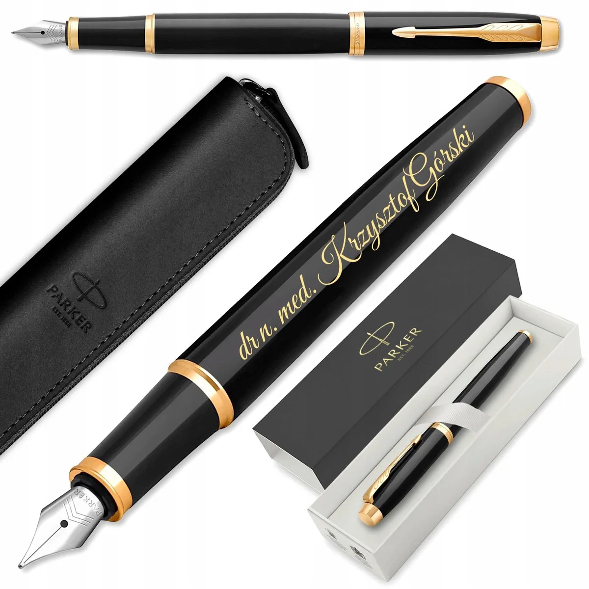 IM GT Vulpen met Gravure & Luxe Geschenkdoos van Parker in Zwart – productfoto
